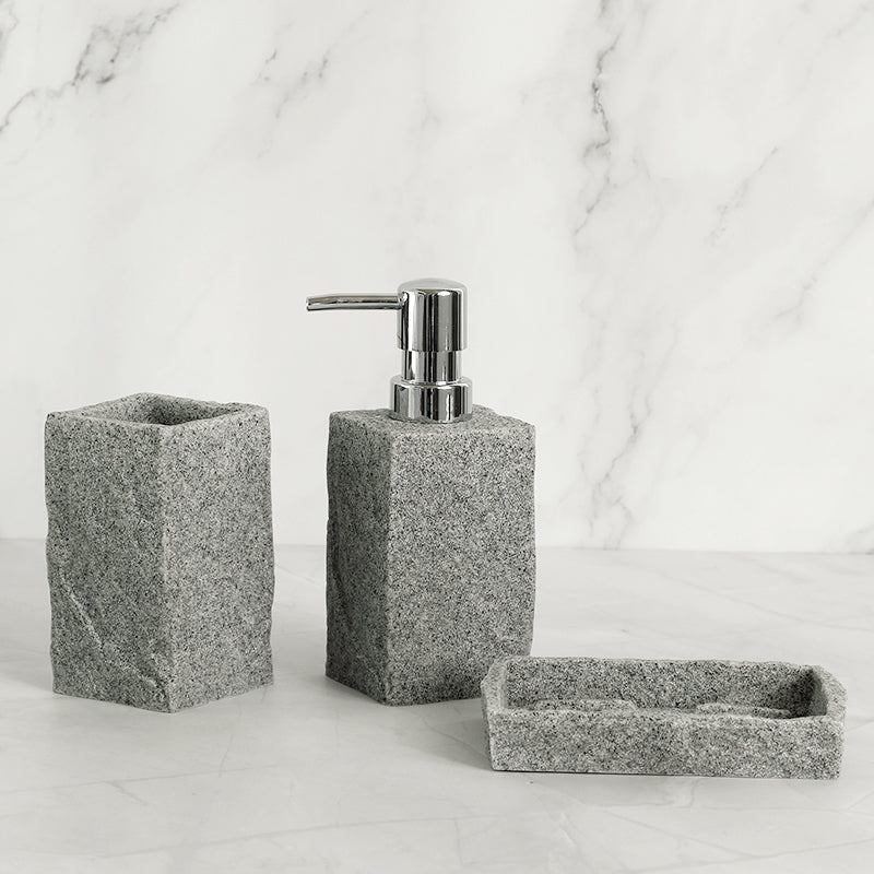 Ensemble d'accessoires de salle de bain en résine imitation granit, savon liquide D