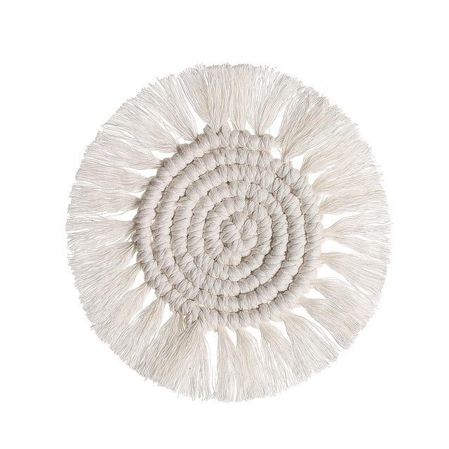 Dessous de verre en macramé tissés à la main, sets de table tressés en corde de coton