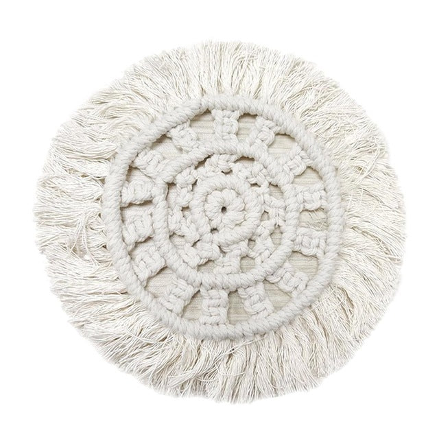 Dessous de verre en macramé tissés à la main, sets de table tressés en corde de coton