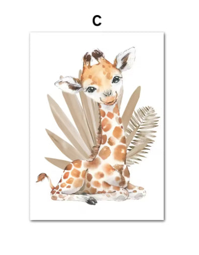 Jungle Animal Children's Room Wall Art Canvas Painting