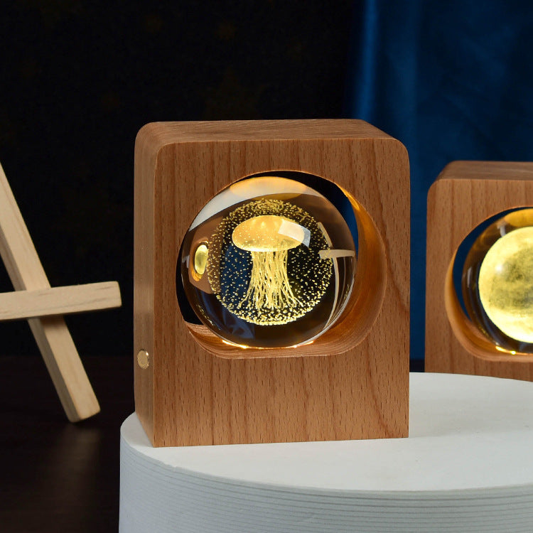 3D-Kristallkugel-Nachtlicht, LED-Schlafzimmerlampe