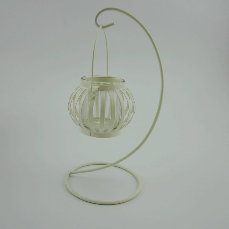 Lanterne de jardin chinoise en fonte, support en verre et métal pour bougie